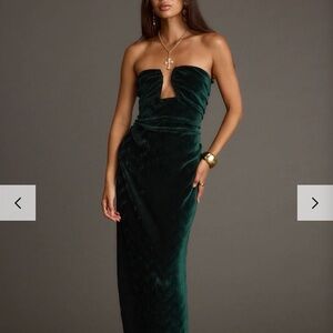 12th Tribe Strapless Velvet Dress in Deep Green